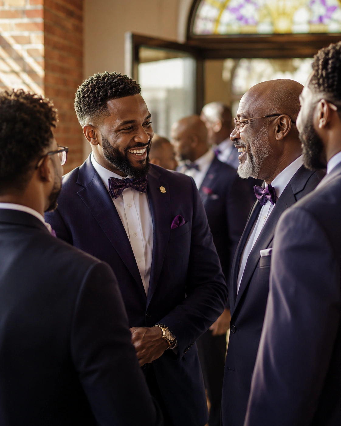 Men gathered for Bow Tie Sunday